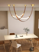 Modern Linear Leather Belt Pendant Light LED Minimalist Ceiling Hanging Lamp