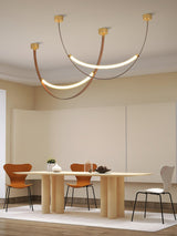 Modern Linear Leather Belt Pendant Light LED Minimalist Ceiling Hanging Lamp