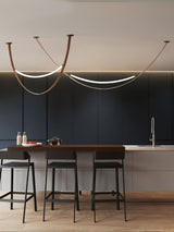 Modern Linear Leather Belt Pendant Light LED Minimalist Ceiling Hanging Lamp