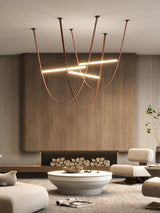 Modern Linear Leather Belt Pendant Light LED Minimalist Ceiling Hanging Lamp