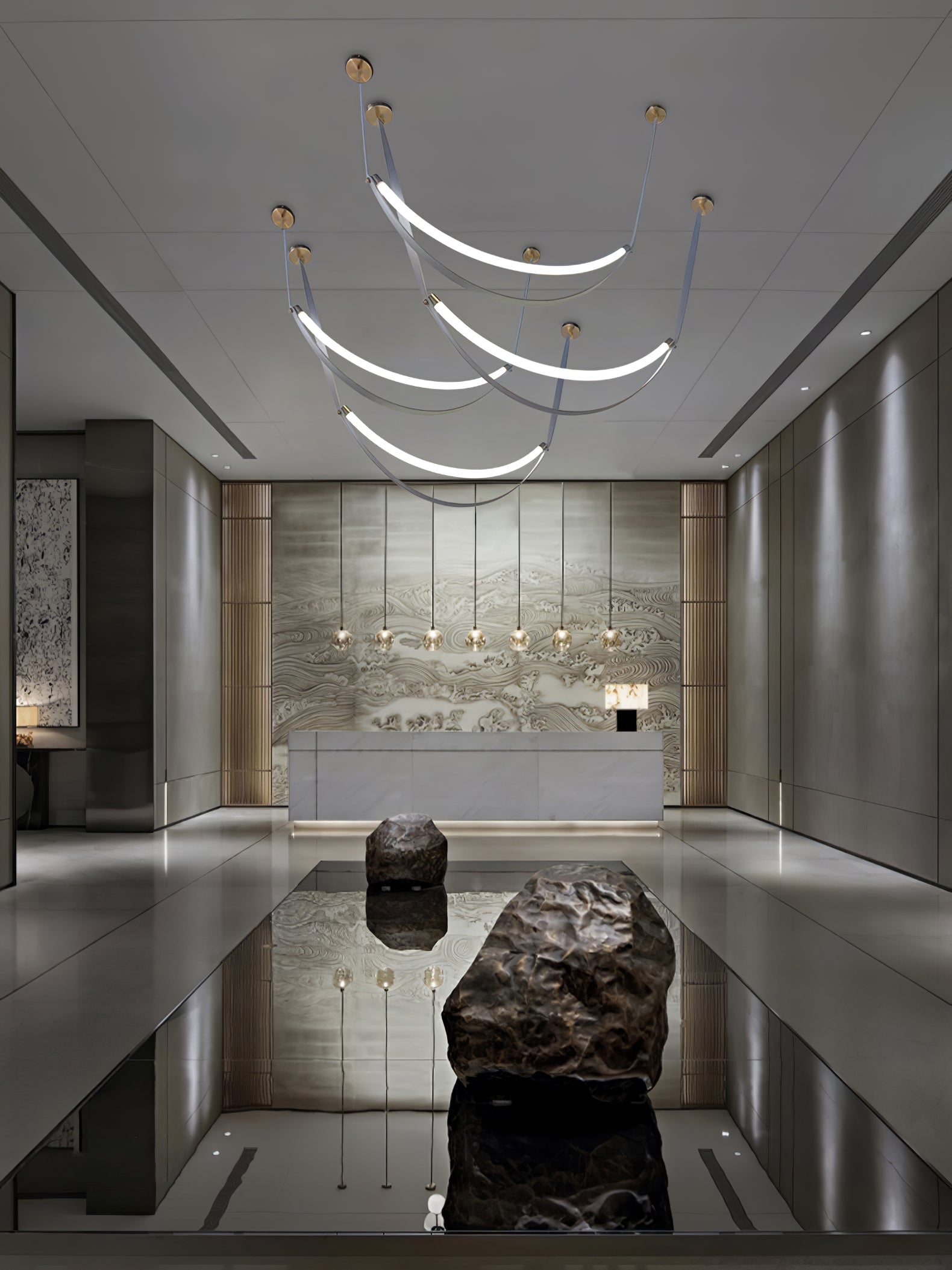 Modern Linear Leather Belt Pendant Light LED Minimalist Ceiling Hanging Lamp