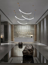 Modern Linear Leather Belt Pendant Light LED Minimalist Ceiling Hanging Lamp