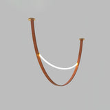 Modern Linear Leather Belt Pendant Light LED Minimalist Ceiling Hanging Lamp