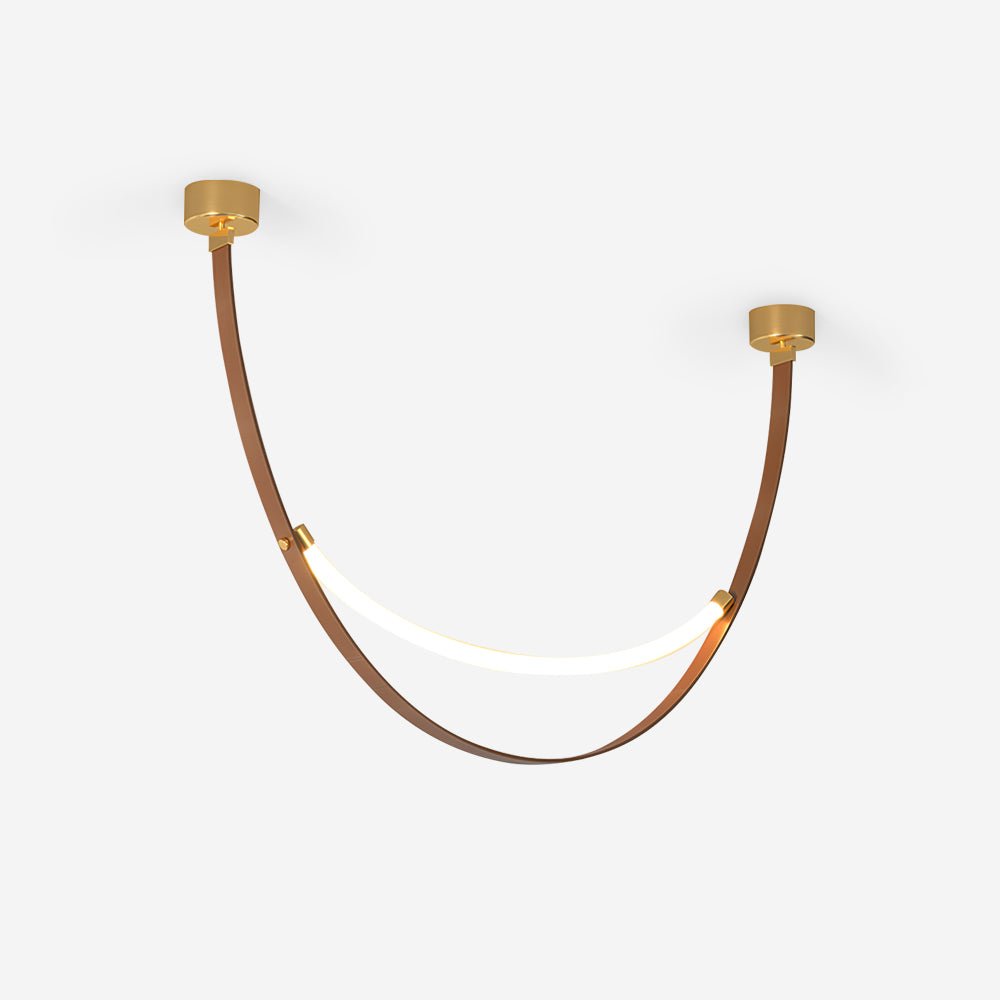 Modern Linear Leather Belt Pendant Light LED Minimalist Ceiling Hanging Lamp