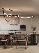 Modern Linear Leather Belt Pendant Light LED Minimalist Ceiling Hanging Lamp