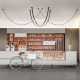 Modern Linear Leather Belt Pendant Light LED Minimalist Ceiling Hanging Lamp