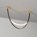 Modern Linear Leather Belt Pendant Light LED Minimalist Ceiling Hanging Lamp