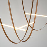 Modern Linear Leather Belt Pendant Light LED Minimalist Ceiling Hanging Lamp