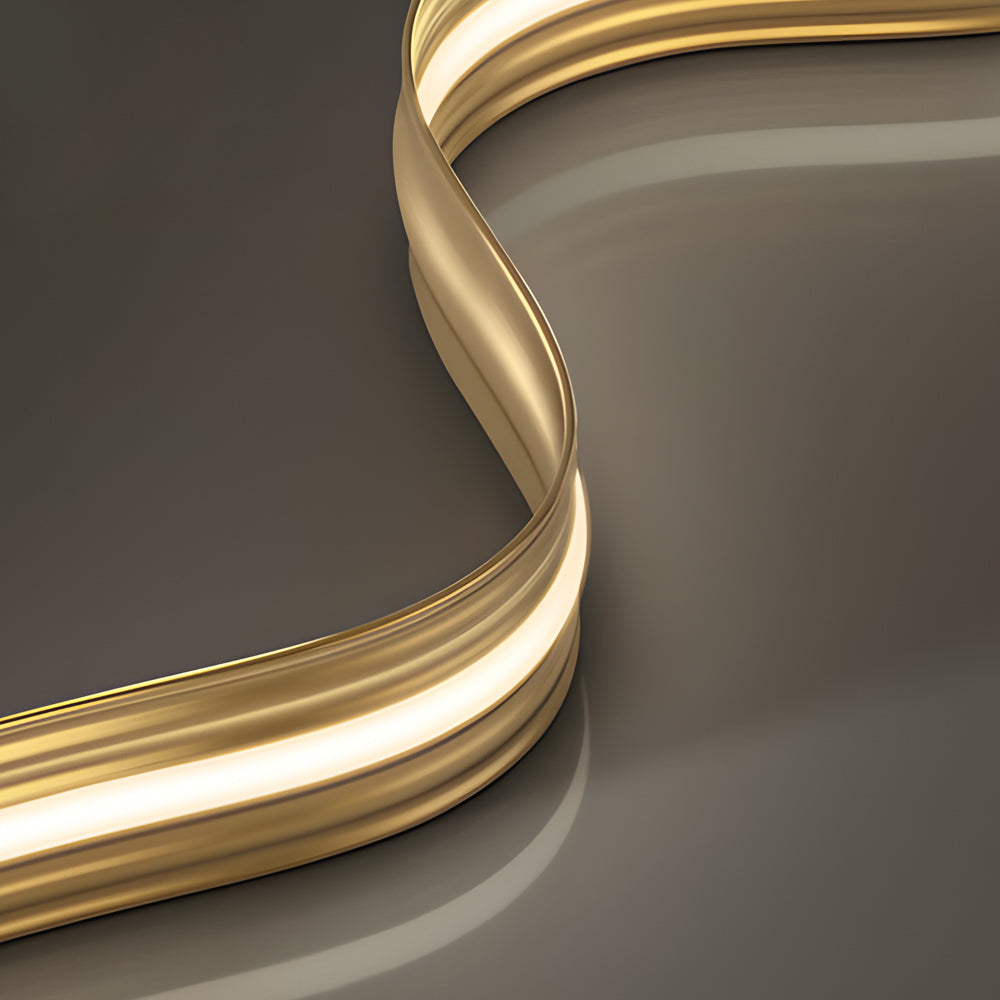Modern Linear LED Brass Wave Pendant Light for Kitchen Island and Dining Room