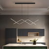 Modern Linear LED Chandelier Adjustable 3 Step Dimming Island Hanging Lamp for Bar and Dining Area