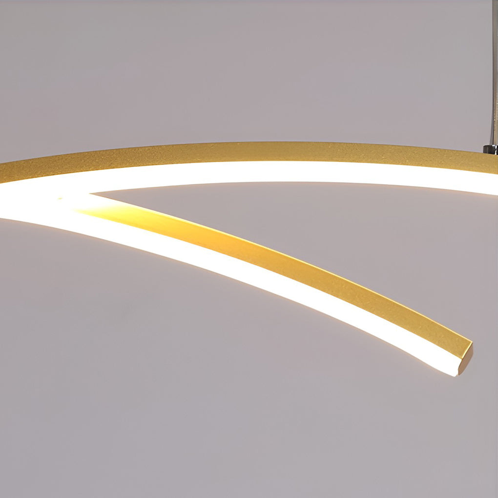Modern Linear LED Chandelier Adjustable 3 Step Dimming Island Hanging Lamp for Bar and Dining Area