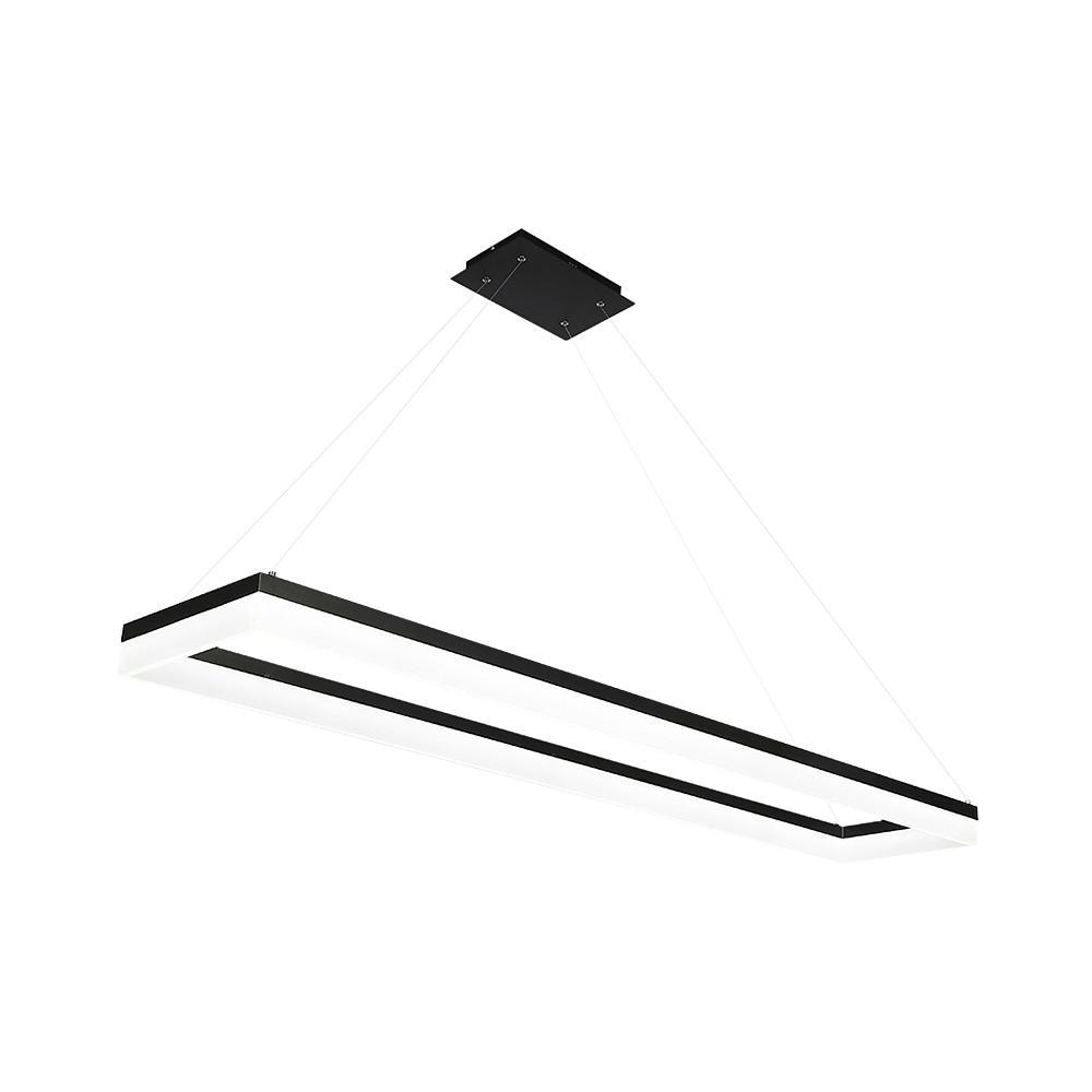 Modern Linear LED Chandelier Rectangular Black Aluminum Pendant Light for Dining Room