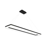 Modern Linear LED Chandelier Rectangular Black Aluminum Pendant Light for Dining Room