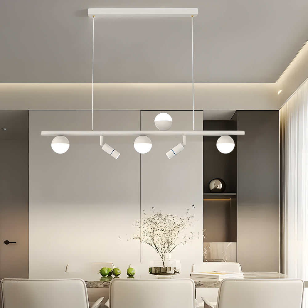 Modern Linear LED Dining Room Chandelier Nordic Strip Pendant Light with Three Color Dimming