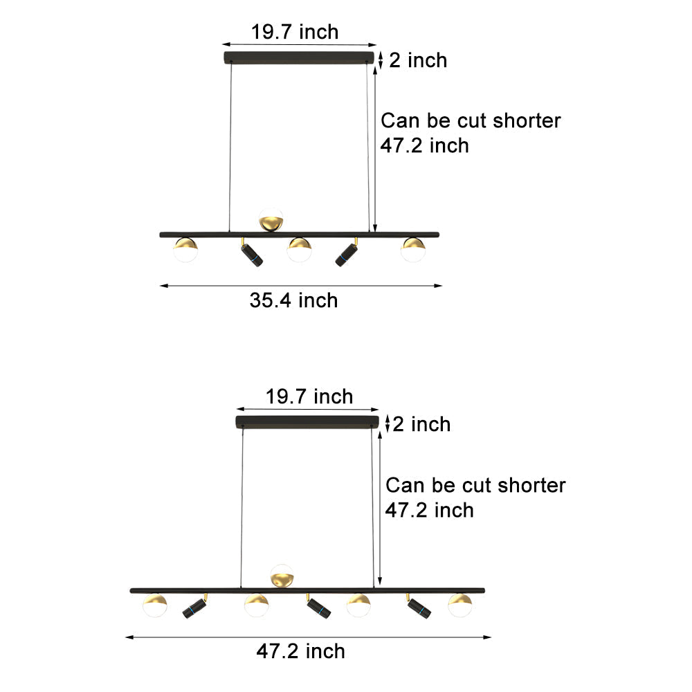 Modern Linear LED Dining Room Chandelier Nordic Strip Pendant Light with Three Color Dimming