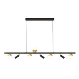 Modern Linear LED Dining Room Chandelier Nordic Strip Pendant Light with Three Color Dimming