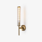 Modern Linear LED Glass Wall Sconce Brass and Black Finish Vanity Light for Indoor Spaces
