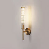 Modern Linear LED Glass Wall Sconce Brass and Black Finish Vanity Light for Indoor Spaces