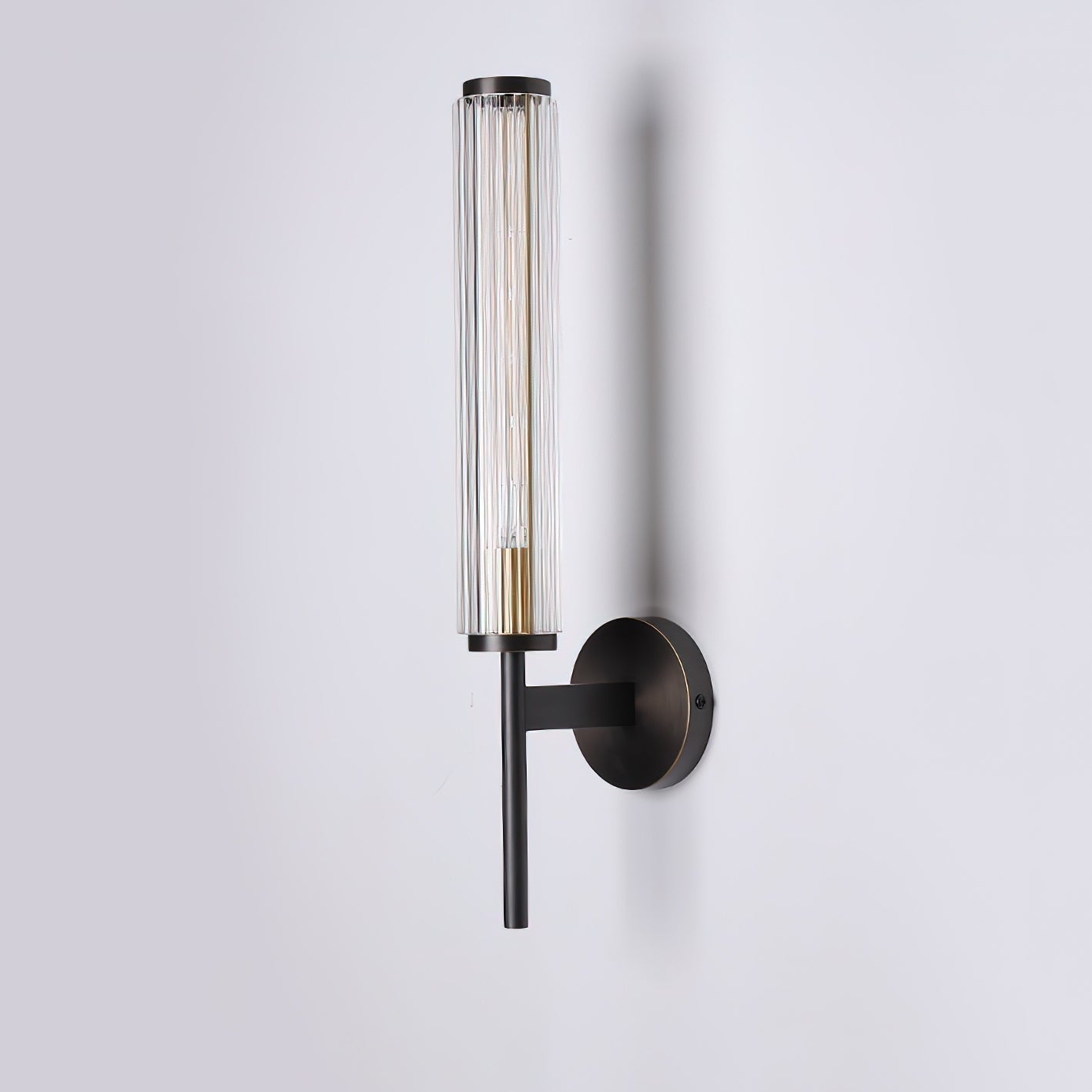 Modern Linear LED Glass Wall Sconce Brass and Black Finish Vanity Light for Indoor Spaces