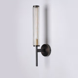 Modern Linear LED Glass Wall Sconce Brass and Black Finish Vanity Light for Indoor Spaces