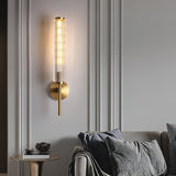 Modern Linear LED Glass Wall Sconce Brass and Black Finish Vanity Light for Indoor Spaces