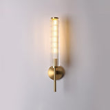 Modern Linear LED Glass Wall Sconce Brass and Black Finish Vanity Light for Indoor Spaces