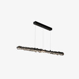 Modern Linear LED Pendant Light Brass and Glass Minimalist Chandelier Lighting