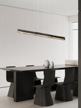 Modern Linear LED Pendant Light Brass and Glass Minimalist Chandelier Lighting