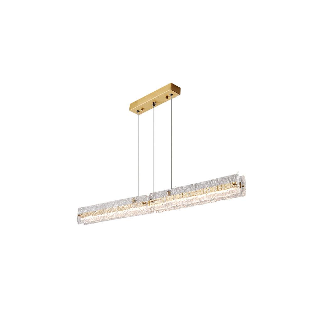 Modern Linear LED Pendant Light Brass and Glass Minimalist Chandelier Lighting