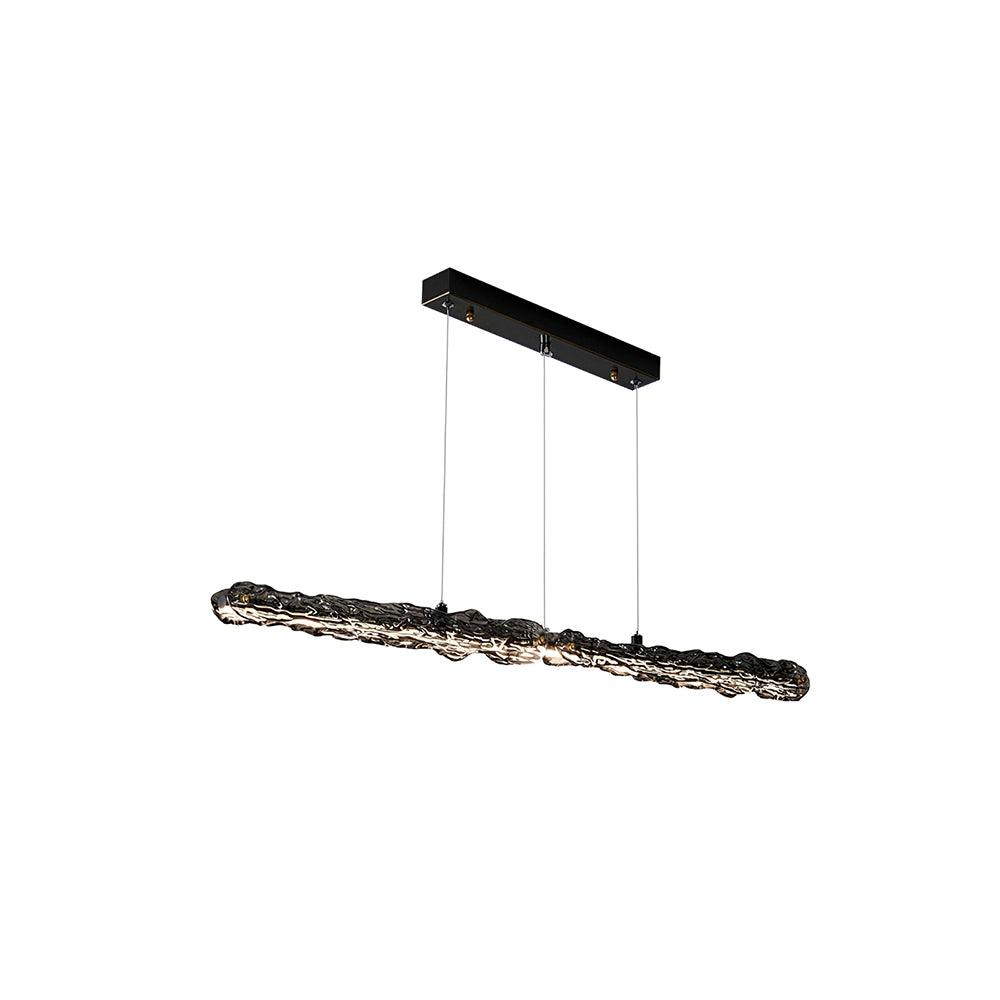 Modern Linear LED Pendant Light Brass and Glass Minimalist Chandelier Lighting