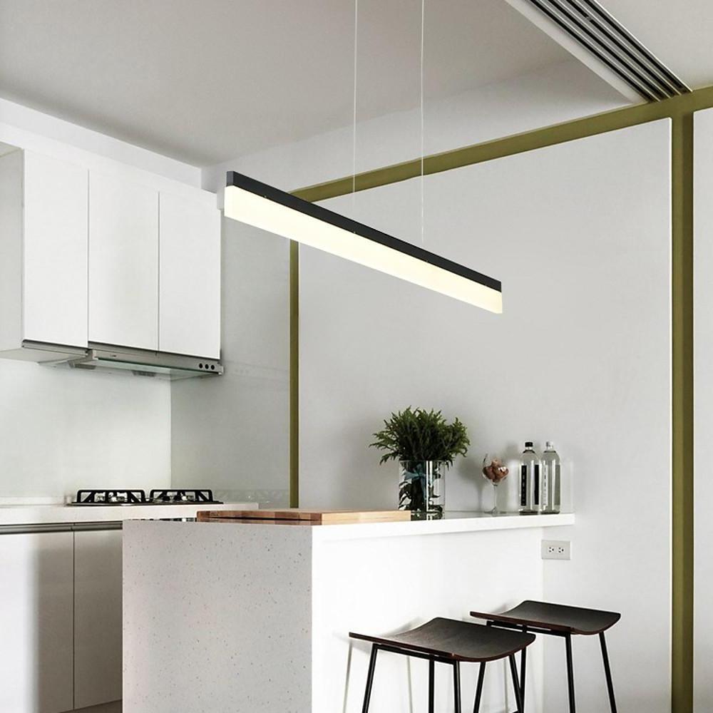 Modern Linear LED Pendant Light for Kitchen Island Aluminum Acrylic Hanging Lamp for Dining Room