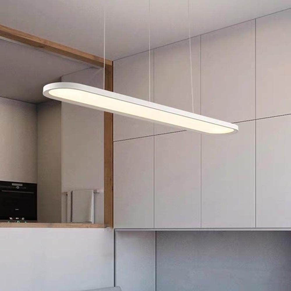 Modern Linear LED Pendant Light Minimalist Geometric Strip Chandelier for Dining Room