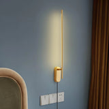 Modern Linear LED Plug In Wall Sconce Minimalist Slim Stick Lamp for Living Room