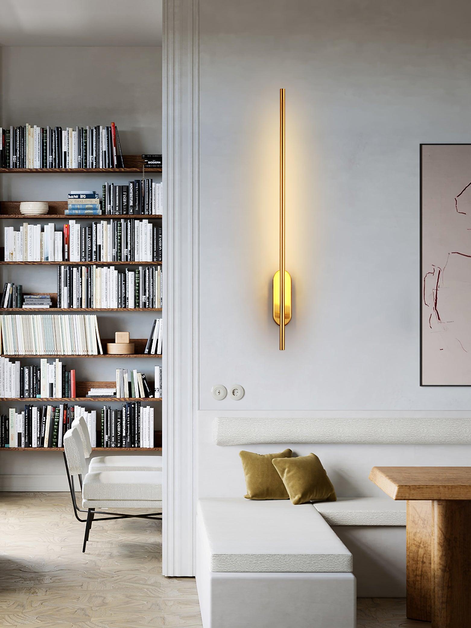 Modern Linear LED Plug In Wall Sconce Minimalist Slim Stick Lamp for Living Room