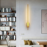 Modern Linear LED Plug In Wall Sconce Minimalist Slim Stick Lamp for Living Room