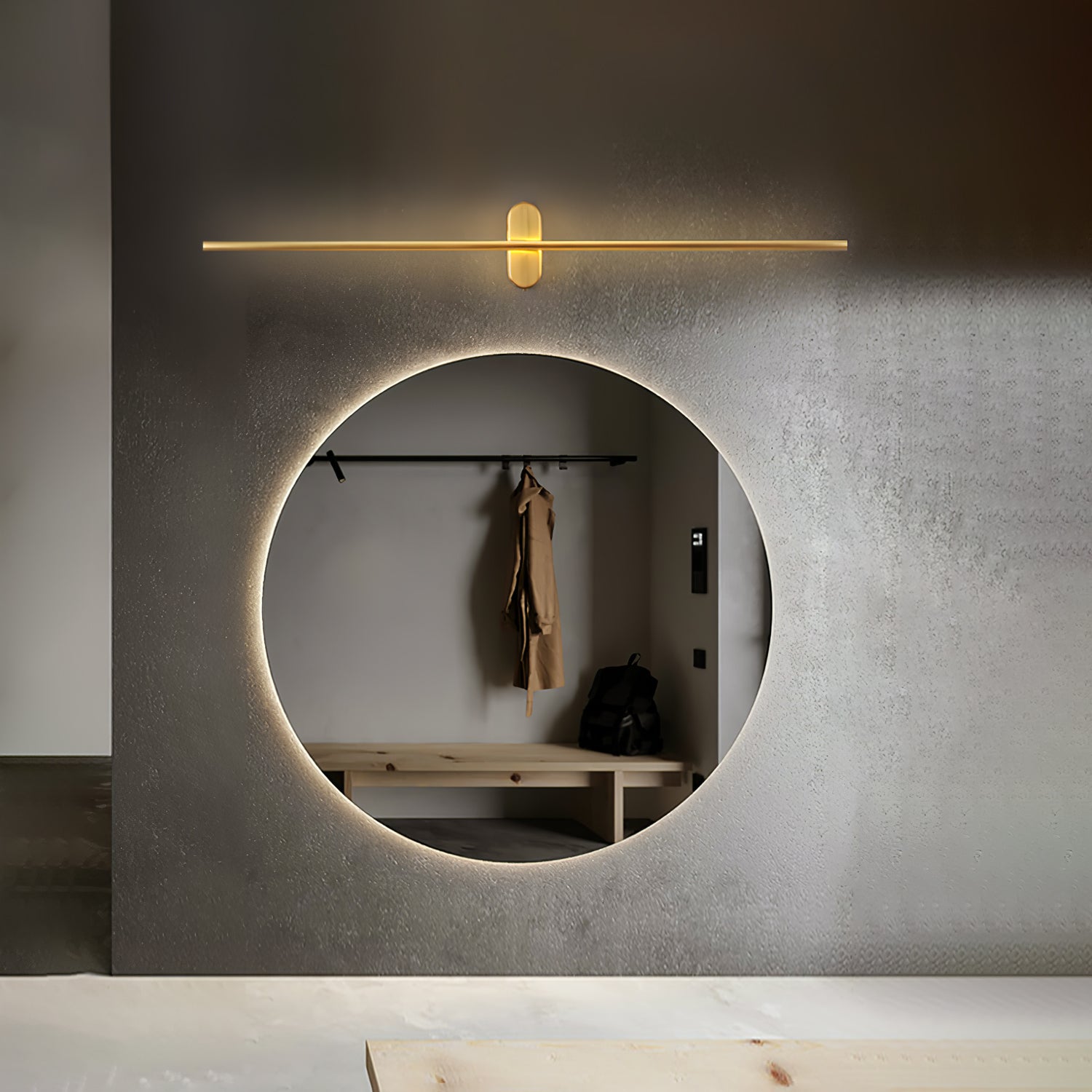 Modern Linear LED Plug In Wall Sconce Minimalist Slim Stick Lamp for Living Room