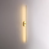 Modern Linear LED Plug In Wall Sconce Minimalist Slim Stick Lamp for Living Room