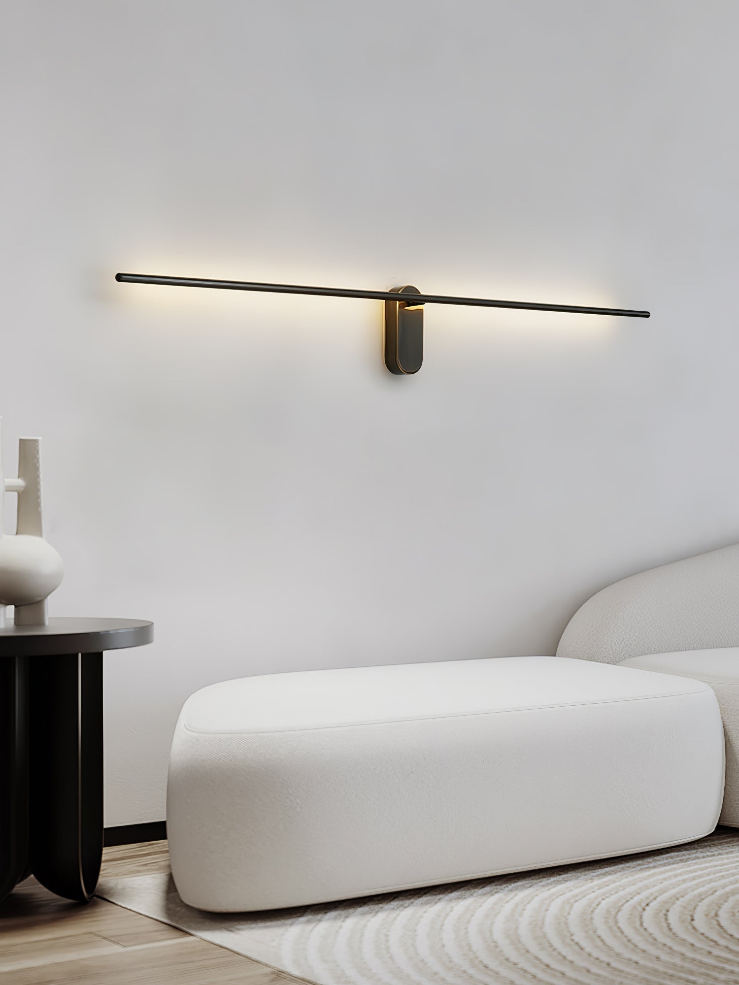 Modern Linear LED Plug In Wall Sconce Minimalist Slim Stick Lamp for Living Room