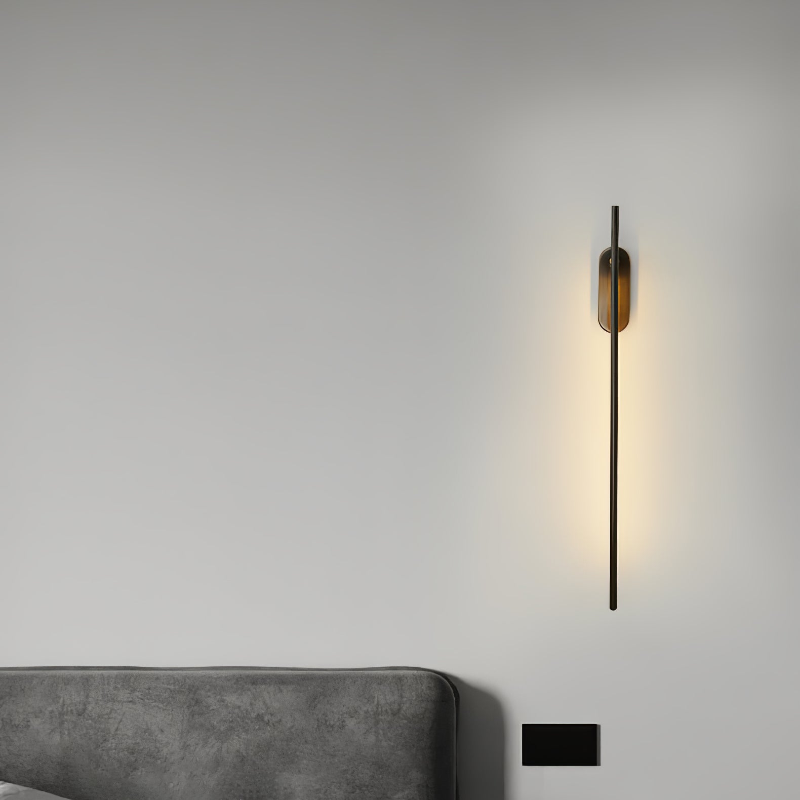 Modern Linear LED Plug In Wall Sconce Minimalist Slim Stick Lamp for Living Room