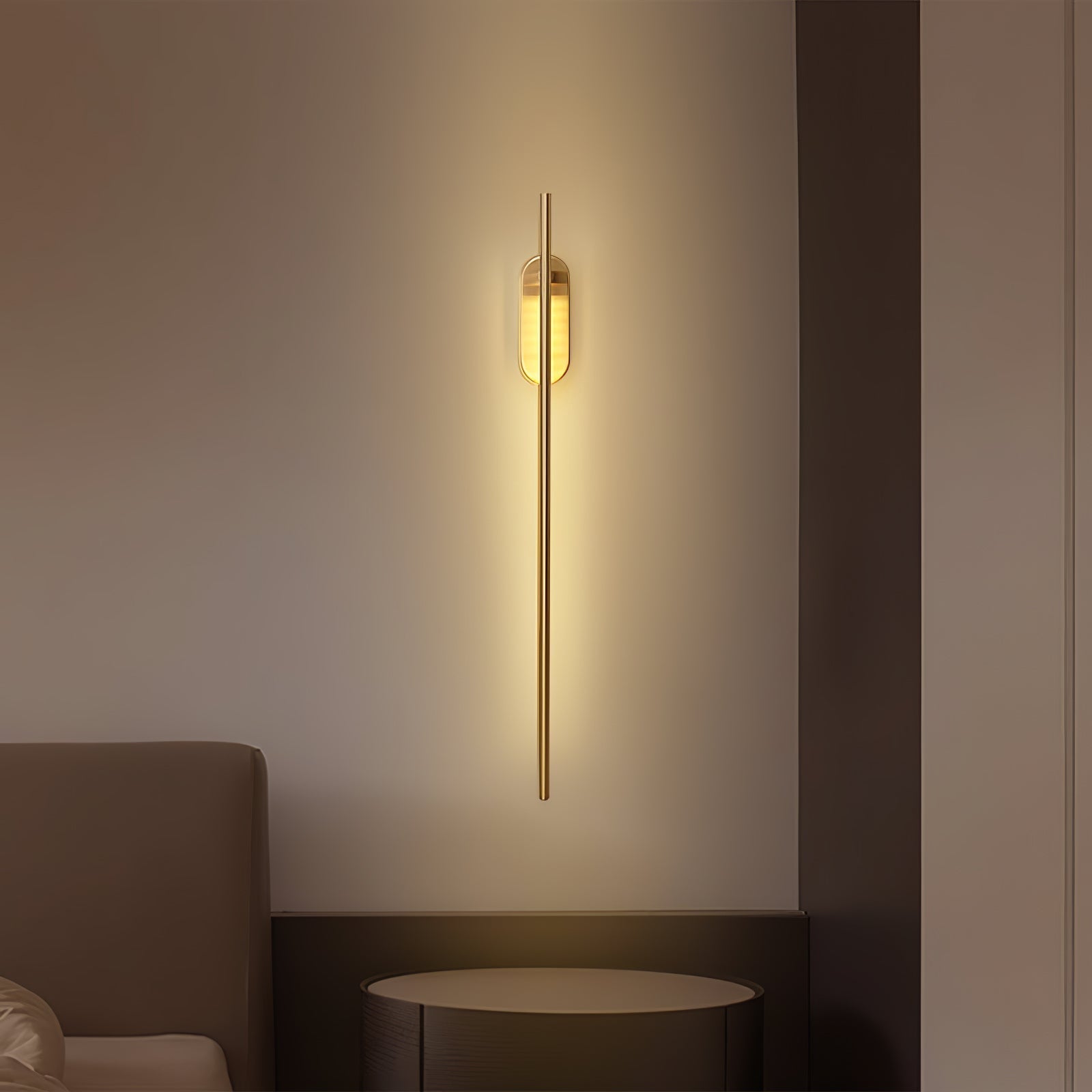 Modern Linear LED Plug In Wall Sconce Minimalist Slim Stick Lamp for Living Room