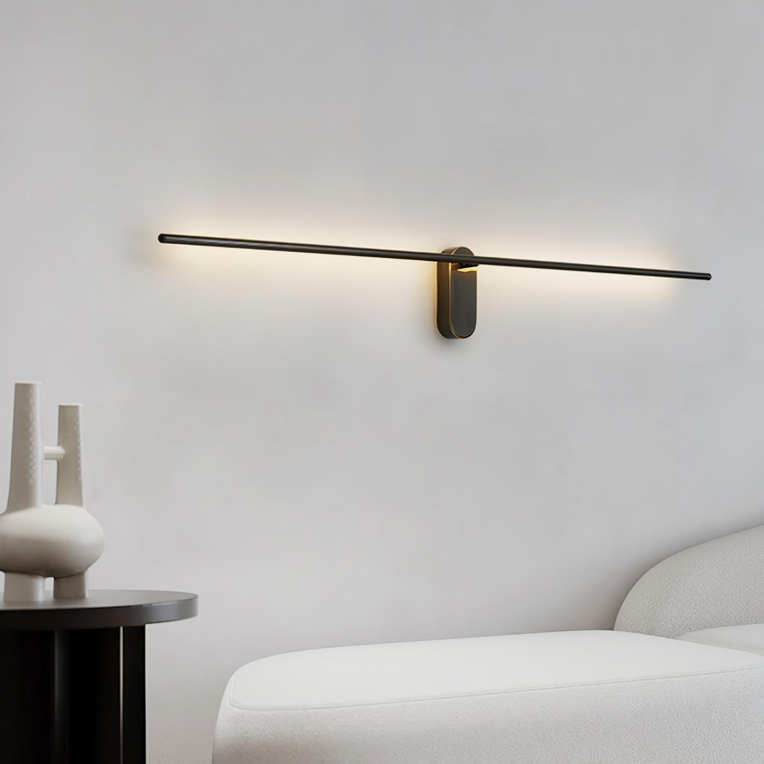 Modern Linear LED Plug In Wall Sconce Minimalist Slim Stick Lamp for Living Room