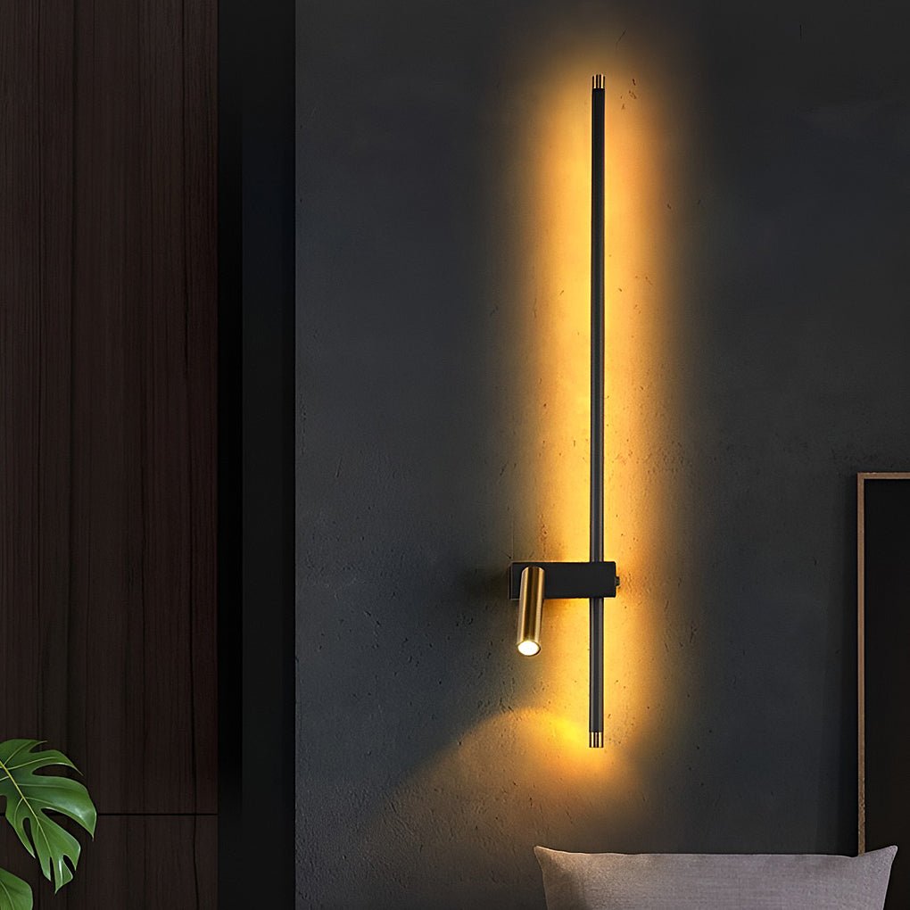 Modern Linear LED Wall Sconce with Adjustable Spotlight for Hallway and Bedroom