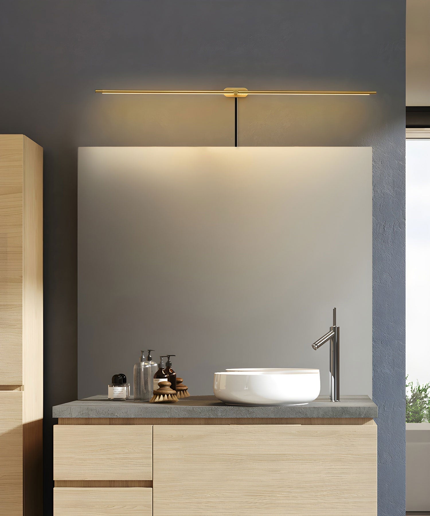 Modern Linear LED Wall Sconce with Plug in Cord Minimalist Vanity Lighting