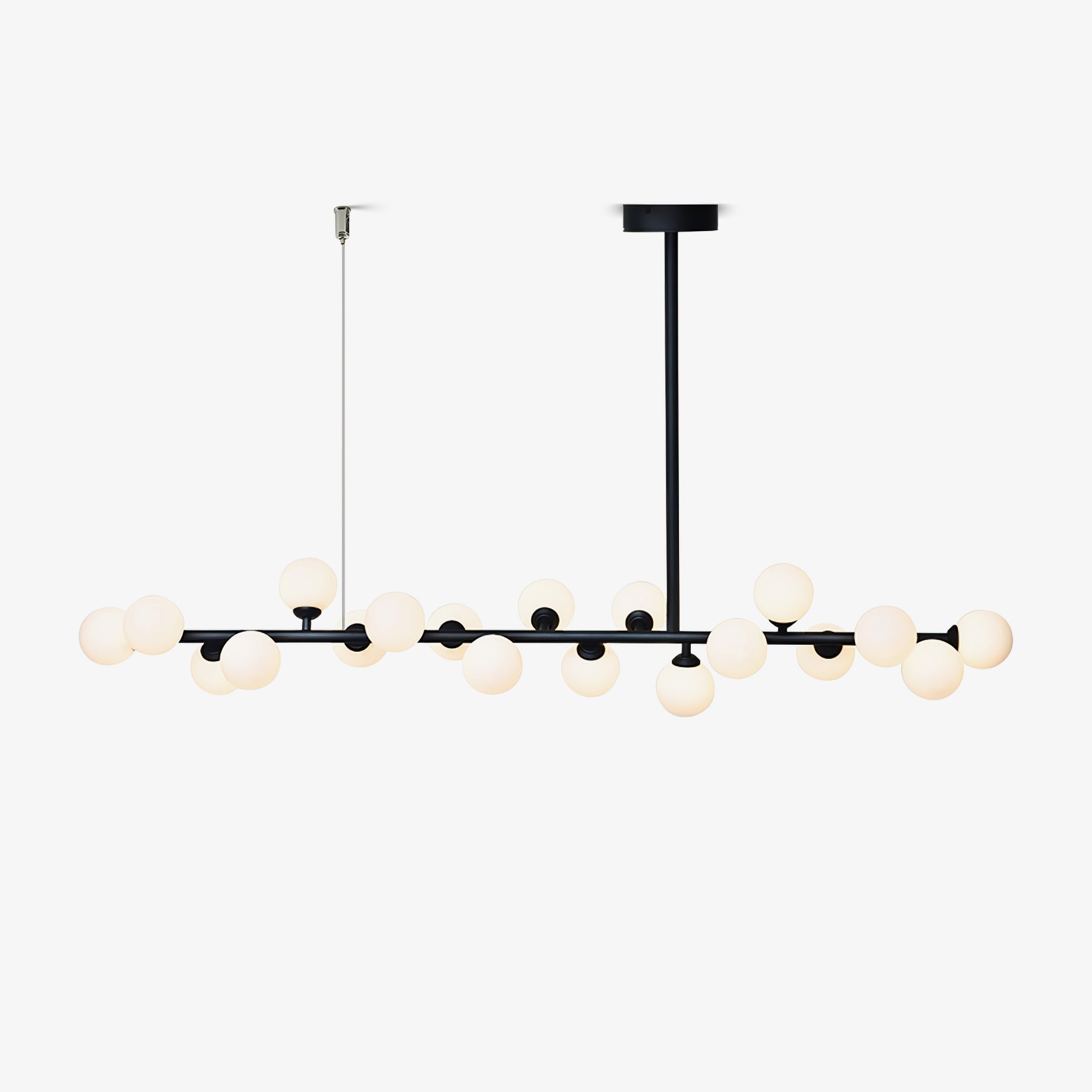 Modern Linear Multi Light Glass Ball Chandelier for Kitchen Island and Dining Room