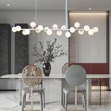 Modern Linear Multi Light Glass Ball Chandelier for Kitchen Island and Dining Room