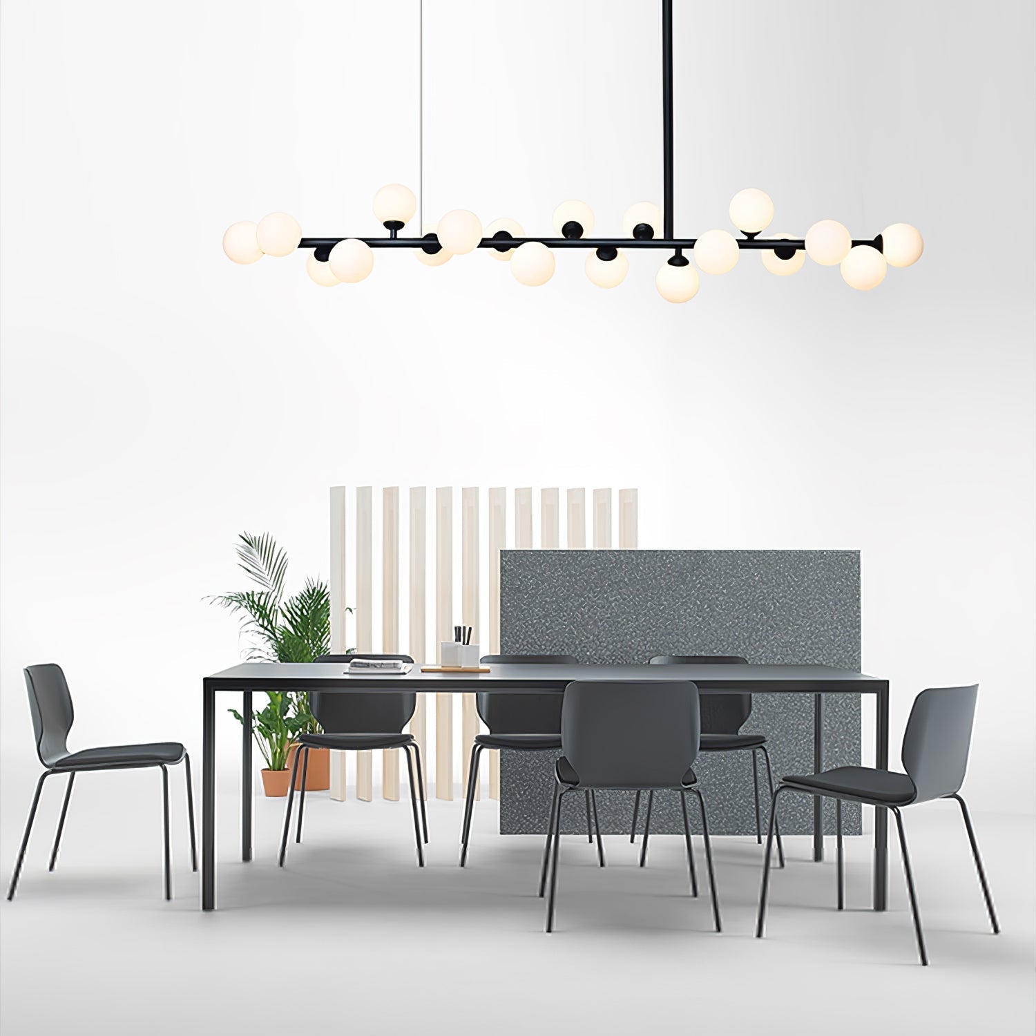Modern Linear Multi Light Glass Ball Chandelier for Kitchen Island and Dining Room