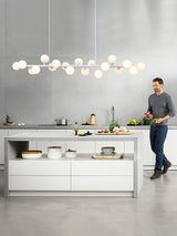 Modern Linear Multi Light Glass Ball Chandelier for Kitchen Island and Dining Room
