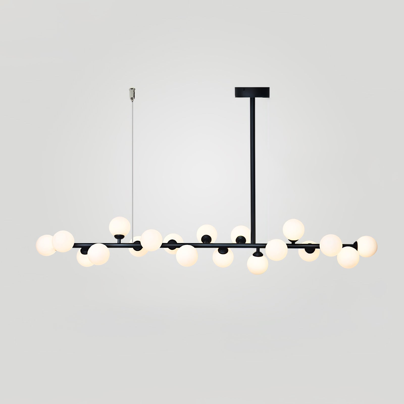 Modern Linear Multi Light Glass Ball Chandelier for Kitchen Island and Dining Room