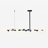 Modern Linear Multi Light Glass Ball Chandelier for Kitchen Island and Dining Room
