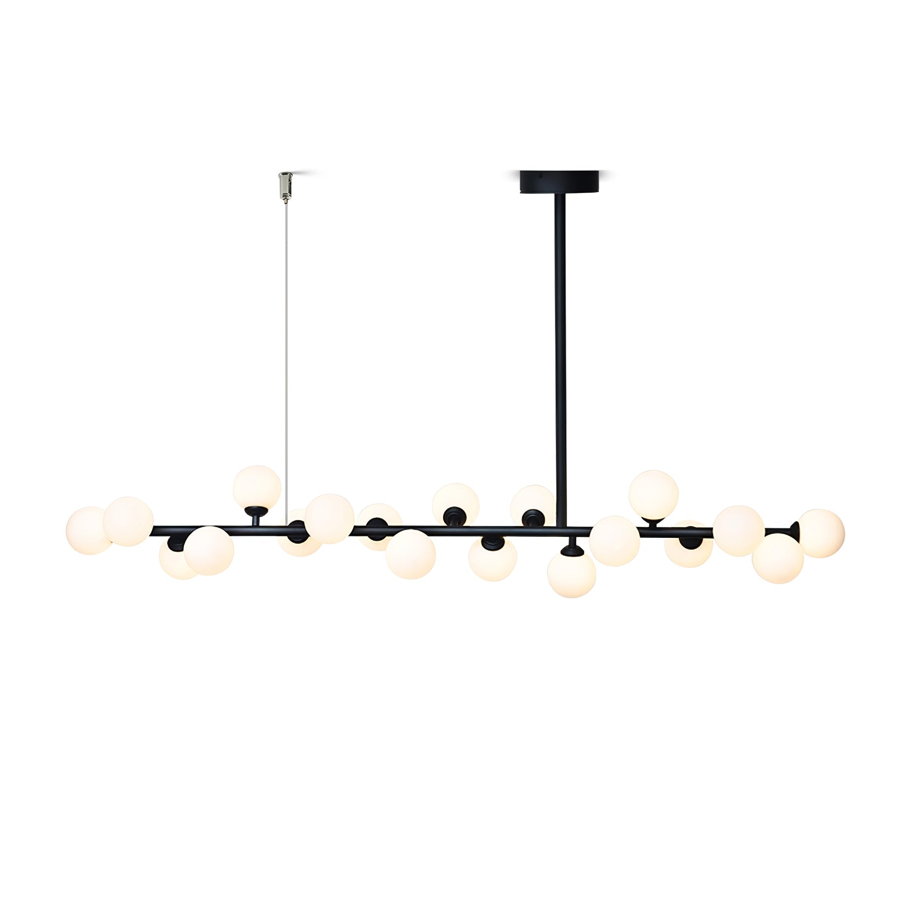 Modern Linear Multi Light Glass Ball Chandelier for Kitchen Island and Dining Room